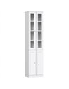 HOMCOM Tall Bathroom Storage Cabinet, 6-Tier Slim Bathroom Cabinet with Adjustable Shelf, 4 Soft-Close Doors, White
