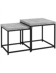 HOMCOM Coffee Table Set of 2, Nest of Tables with 3.5cm Thick Tabletop, Grey