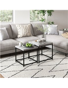 HOMCOM Coffee Table Set of 2, Nest of Tables with 3.5cm Thick Tabletop, Grey 2