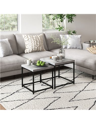 HOMCOM Coffee Table Set of 2, Nest of Tables with 3.5cm Thick Tabletop, Grey
