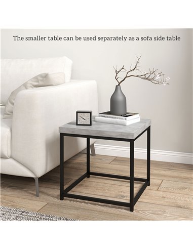HOMCOM Coffee Table Set of 2, Nest of Tables with 3.5cm Thick Tabletop, Grey