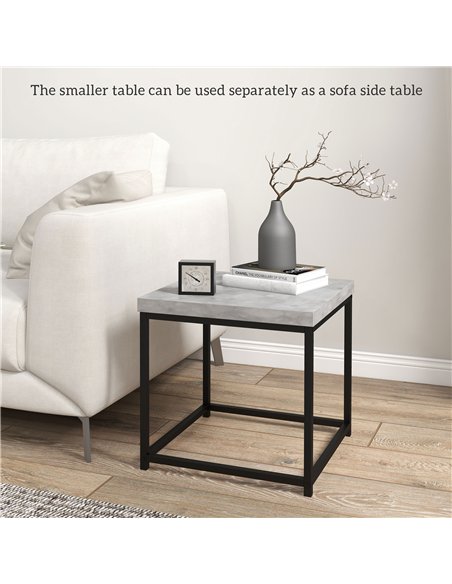 HOMCOM Coffee Table Set of 2, Nest of Tables with 3.5cm Thick Tabletop, Grey - pic 206653 | FastDaddyshop