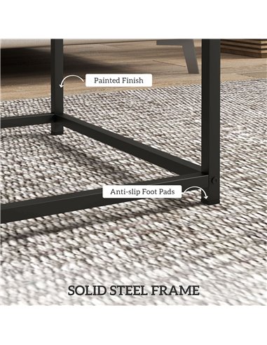 HOMCOM Coffee Table Set of 2, Nest of Tables with 3.5cm Thick Tabletop, Grey