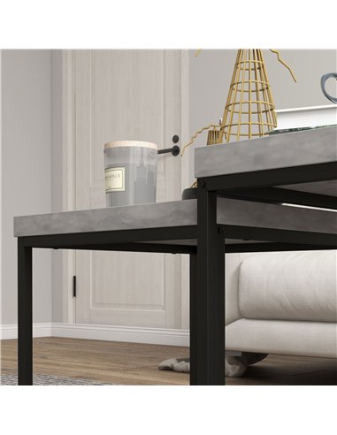 HOMCOM Coffee Table Set of 2, Nest of Tables with 3.5cm Thick Tabletop, Grey