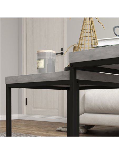 HOMCOM Coffee Table Set of 2, Nest of Tables with 3.5cm Thick Tabletop, Grey - pic 206657 | FastDaddyshop