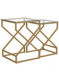 HOMCOM Nest of Tables, Side Table Set of 2 with Transparent Top, Coffee Table Set with Tempered Glass Top, Transparent