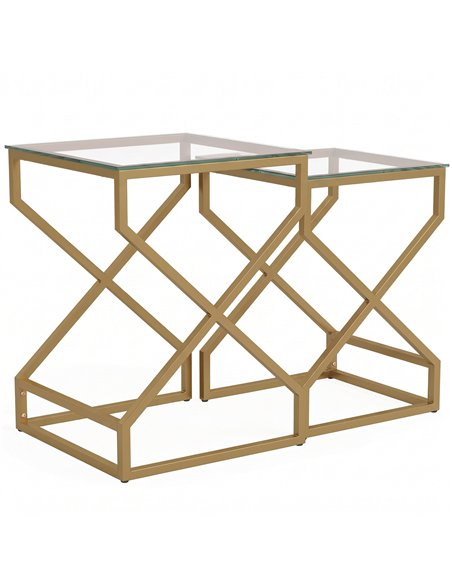 HOMCOM Nest of Tables, Side Table Set of 2 with Transparent Top, Coffee Table Set with Tempered Glass Top, Transparent - pic 206658 | FastDaddyshop