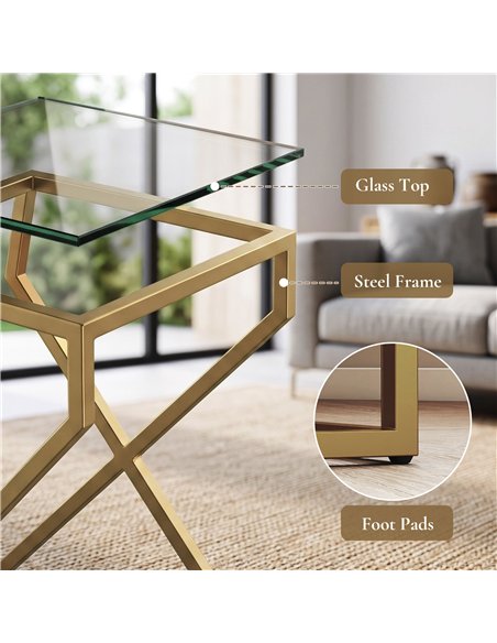 HOMCOM Nest of Tables, Side Table Set of 2 with Transparent Top, Coffee Table Set with Tempered Glass Top, Transparent - pic 206663 | FastDaddyshop