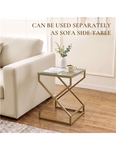 HOMCOM Nest of Tables, Side Table Set of 2 with Transparent Top, Coffee Table Set with Tempered Glass Top, Transparent - pic 206664 | FastDaddyshop