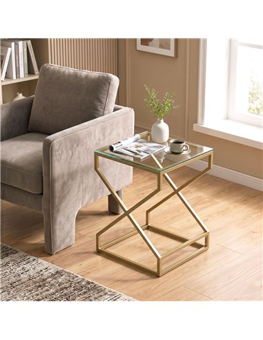 HOMCOM Nest of Tables, Side Table Set of 2 with Transparent Top, Coffee Table Set with Tempered Glass Top, Transparent