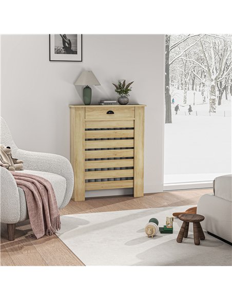 HOMCOM 95.5H x 78Wcm Radiator Cover, with Drawer - Oak - pic 206668 | FastDaddyshop