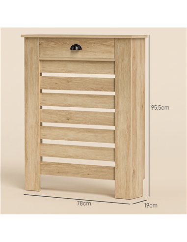 HOMCOM 95.5H x 78Wcm Radiator Cover, with Drawer - Oak