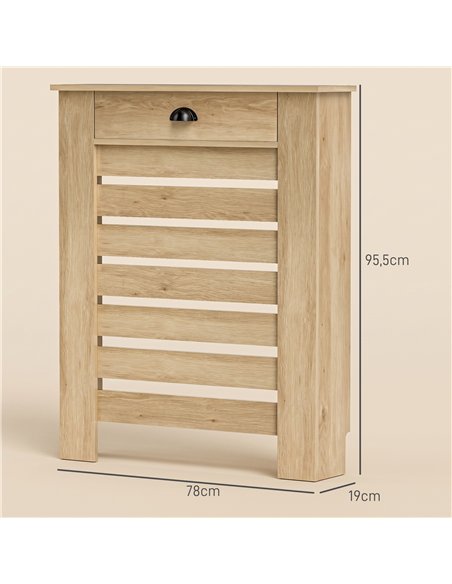 HOMCOM 95.5H x 78Wcm Radiator Cover, with Drawer - Oak - pic 206669 | FastDaddyshop