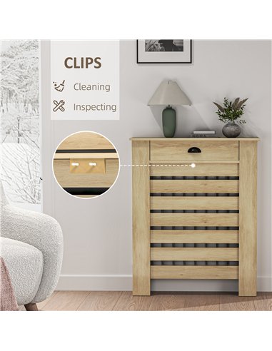 HOMCOM 95.5H x 78Wcm Radiator Cover, with Drawer - Oak