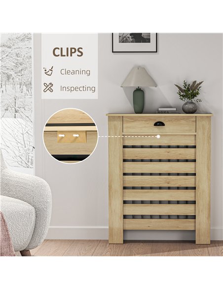 HOMCOM 95.5H x 78Wcm Radiator Cover, with Drawer - Oak - pic 206671 | FastDaddyshop