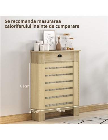 HOMCOM 95.5H x 78Wcm Radiator Cover, with Drawer - Oak