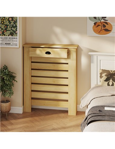 HOMCOM 95.5H x 78Wcm Radiator Cover, with Drawer - Oak