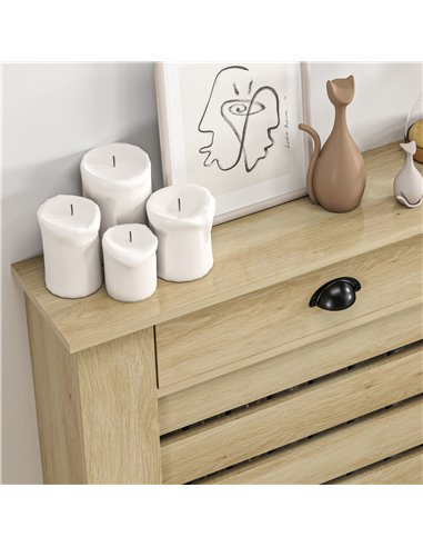 HOMCOM 95.5H x 78Wcm Radiator Cover, with Drawer - Oak