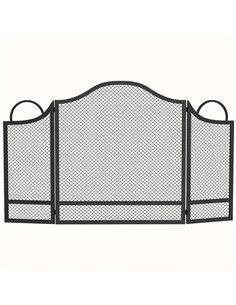 HOMCOM Floral 3-Panel Folding Fireplace Screen for Hearth Protection, Heat-Resistant Metal Fire Spark Guard, Black