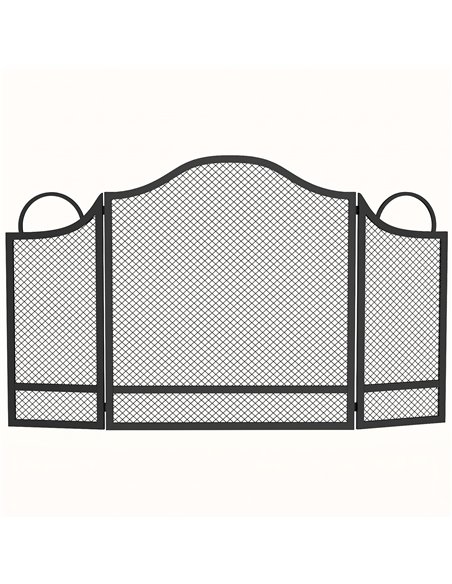 HOMCOM Floral 3-Panel Folding Fireplace Screen for Hearth Protection, Heat-Resistant Metal Fire Spark Guard, Black - pic 206676 | FastDaddyshop