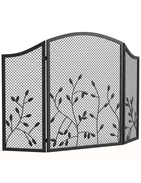 HOMCOM 3-Panel Folding Fireplace Screen for Hearth Protection, Heat-Resistant Metal Fire Spark Guard, Black - pic 206685 | FastDaddyshop