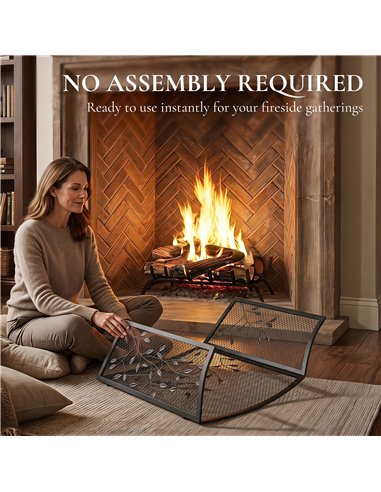 HOMCOM 3-Panel Folding Fireplace Screen for Hearth Protection, Heat-Resistant Metal Fire Spark Guard, Black