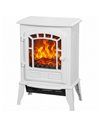 HOMCOM Electric Fireplace Stove, 1000W/2000W, Freestanding Electric Fire with LED Flame Effect, Adjustable Thermostat, White