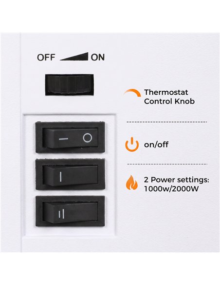 HOMCOM Electric Fireplace Stove, 1000W/2000W, Freestanding Electric Fire with LED Flame Effect, Adjustable Thermostat, White - pic 206698 | FastDaddyshop
