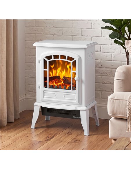 HOMCOM Electric Fireplace Stove, 1000W/2000W, Freestanding Electric Fire with LED Flame Effect, Adjustable Thermostat, White - pic 206702 | FastDaddyshop