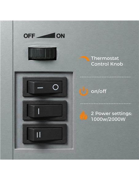 HOMCOM Electric Fireplace Stove, 1000W/2000W, Freestanding Electric Fire with LED Flame Effect, Adjustable Thermostat, Grey - pic 206707 | FastDaddyshop