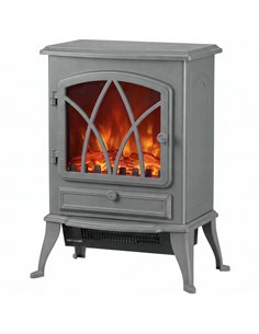 HOMCOM 1kW-2kW Vintage Electric Fireplace Heater - Grey