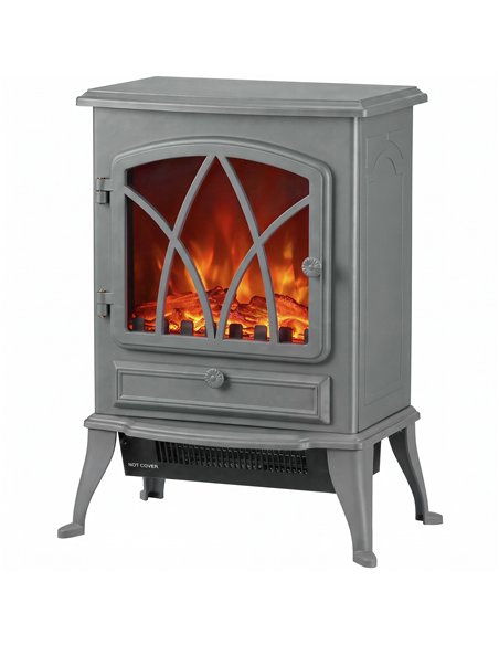 HOMCOM 1kW-2kW Vintage Electric Fireplace Heater - Grey - pic 206730 | FastDaddyshop