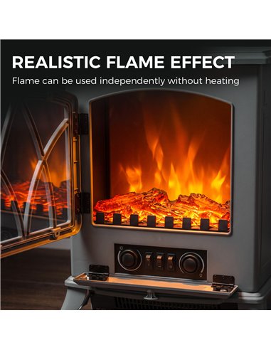 HOMCOM 1kW-2kW Vintage Electric Fireplace Heater - Grey