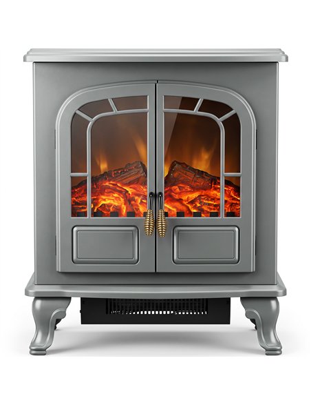 HOMCOM Freestanding Electric Fireplace Stove Heater with LED Fire Flame Effect Grey - pic 206739 | FastDaddyshop