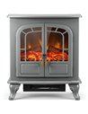 HOMCOM Freestanding Electric Fireplace Stove Heater with LED Fire Flame Effect Grey