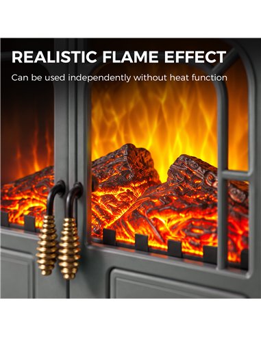 HOMCOM Freestanding Electric Fireplace Stove Heater with LED Fire Flame Effect Grey