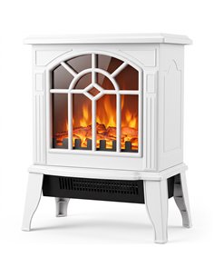 HOMCOM Freestanding Electric Fireplace, Electric Log Burner w/ LED Flame Effect, Overheating Safety System, 1000W/2000W, White