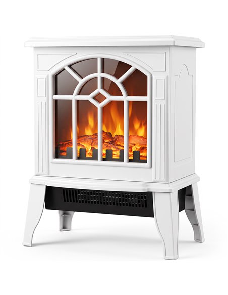 HOMCOM Freestanding Electric Fireplace, Electric Log Burner w/ LED Flame Effect, Overheating Safety System, 1000W/2000W, White - pic 206748 | FastDaddyshop
