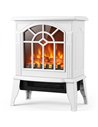HOMCOM Freestanding Electric Fireplace, Electric Log Burner w/ LED Flame Effect, Overheating Safety System, 1000W/2000W, White