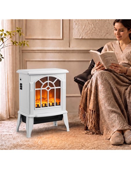 HOMCOM Freestanding Electric Fireplace, Electric Log Burner w/ LED Flame Effect, Overheating Safety System, 1000W/2000W, White - pic 206749 | FastDaddyshop