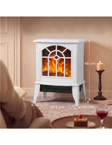 HOMCOM Freestanding Electric Fireplace, Electric Log Burner w/ LED Flame Effect, Overheating Safety System, 1000W/2000W, White - pic 206750 | FastDaddyshop