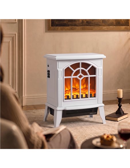 HOMCOM Freestanding Electric Fireplace, Electric Log Burner w/ LED Flame Effect, Overheating Safety System, 1000W/2000W, White - pic 206755 | FastDaddyshop