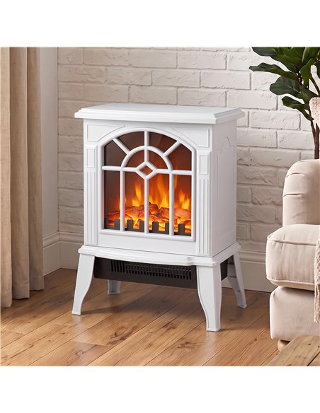 HOMCOM Freestanding Electric Fireplace, Electric Log Burner w/ LED Flame Effect, Overheating Safety System, 1000W/2000W, White - pic 206756 | FastDaddyshop