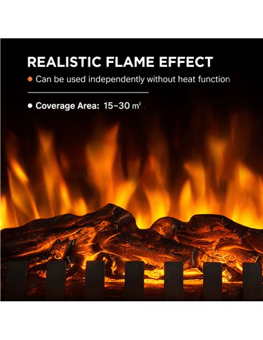 HOMCOM Freestanding Portable Fireplace, Electric Fireplace Stove Heater with 3D Flame Effect and Adjustable Thermostat, Grey