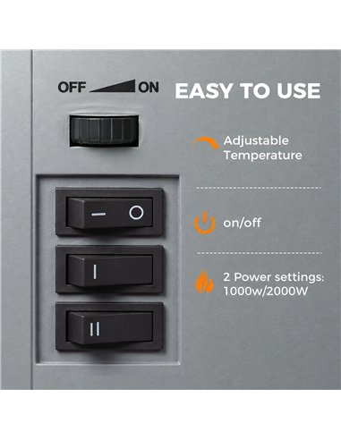 HOMCOM Freestanding Portable Fireplace, Electric Fireplace Stove Heater with 3D Flame Effect and Adjustable Thermostat, Grey