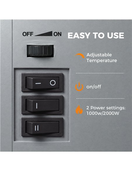 HOMCOM Freestanding Portable Fireplace, Electric Fireplace Stove Heater with 3D Flame Effect and Adjustable Thermostat, Grey - pic 206761 | FastDaddyshop