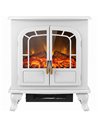 HOMCOM Freestanding Electric Fireplace Stove Heater with LED Fire Flame Effect White