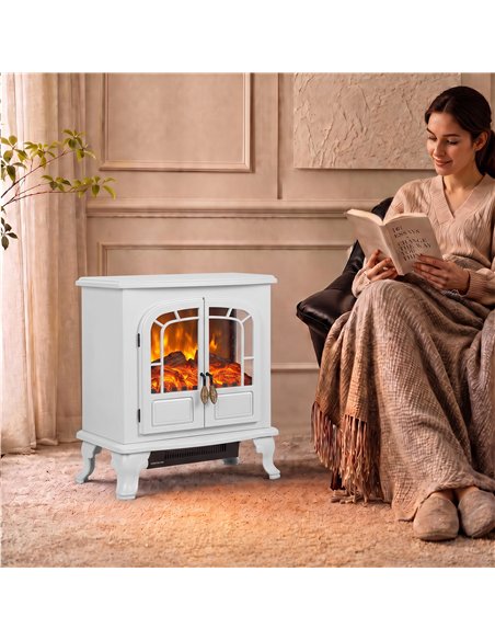 HOMCOM Freestanding Electric Fireplace Stove Heater with LED Fire Flame Effect White - pic 206767 | FastDaddyshop