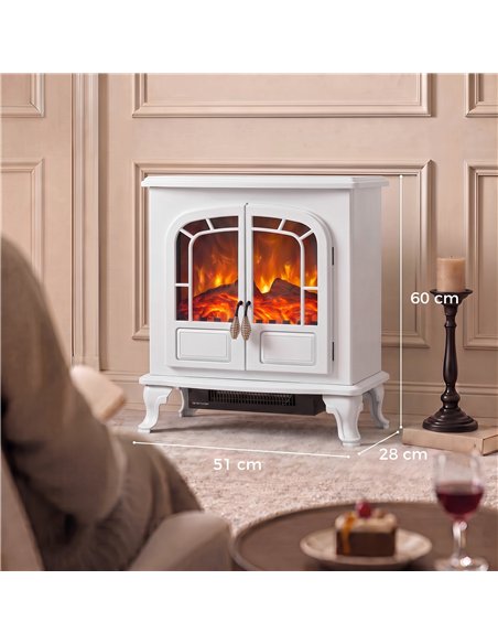 HOMCOM Freestanding Electric Fireplace Stove Heater with LED Fire Flame Effect White - pic 206768 | FastDaddyshop