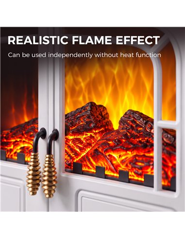 HOMCOM Freestanding Electric Fireplace Stove Heater with LED Fire Flame Effect White